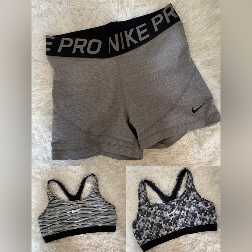 NIKE - *2 SPORTS BRAS & 1 PAIR OF SHORTS* Dri Fit
